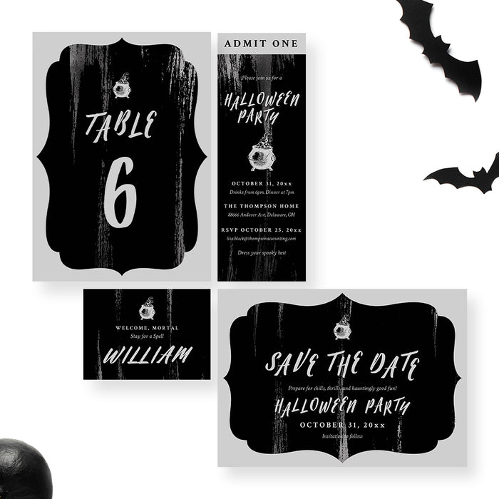 Elegant Black Halloween Party Invitation Spooky Costume Party Invite