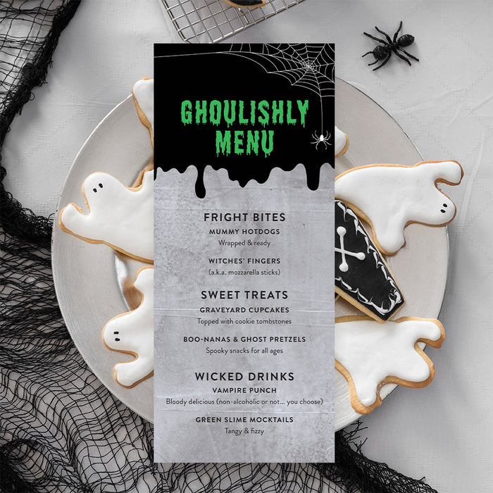Spooky Halloween Party Invitation with Spider Web Design
