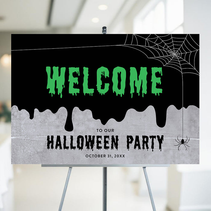 Spooky Halloween Party Invitation with Spider Web Design