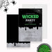 Wicked Party Halloween birthday invitation printable design with spider web