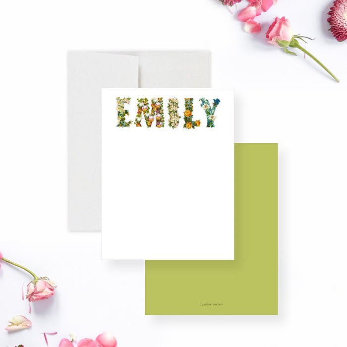 Adorable Floral Note Card, Baby Shower Thank You Card, Spring Correspondence for Women, Personalized Gift for Girls, Flowery Stationery Card