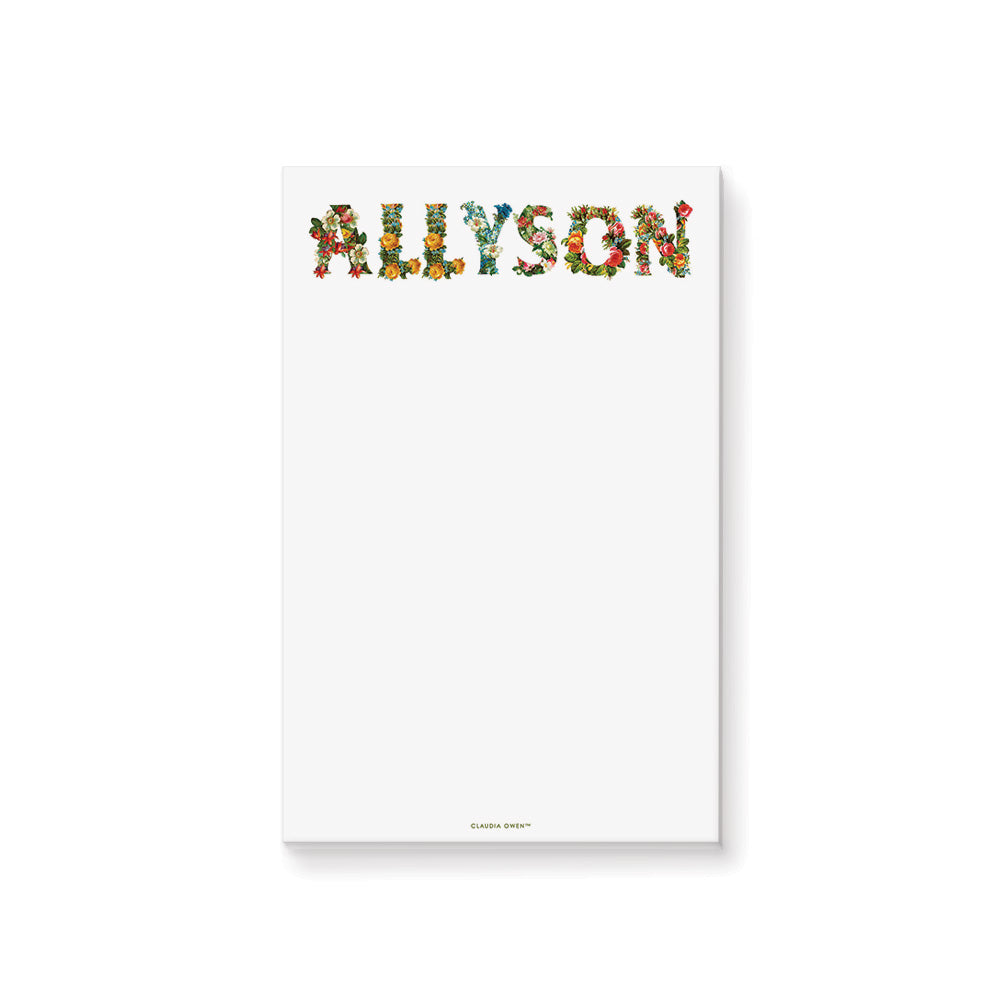 Personalized Baby Shower Notepad with Floral Typography