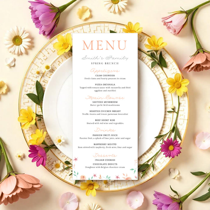 Spring Brunch Invitation Soft Pastel Floral Card