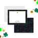 Personalized St. Patrick’s Day note card with green shamrock border and gold clover, custom stationery or thank you card design.