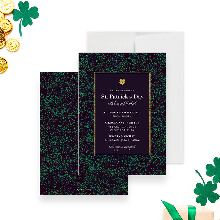 St. Patrick’s Day Party Invitation Green Shamrock Celebration