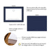 Product details for star of david bar and bat mitzvah thank you cards: front and back designs, A2 size, matte cardstock, and design proof.