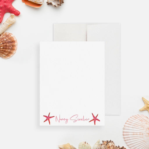 Starfish and seashell themed note card with ocean-inspired design, perfect for beach lovers, marine life enthusiasts, and coastal thank-you notes

