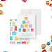 holiday greeting card with a colorful sticky note Christmas tree with festive seasonal words and modern office-inspired design-front-back