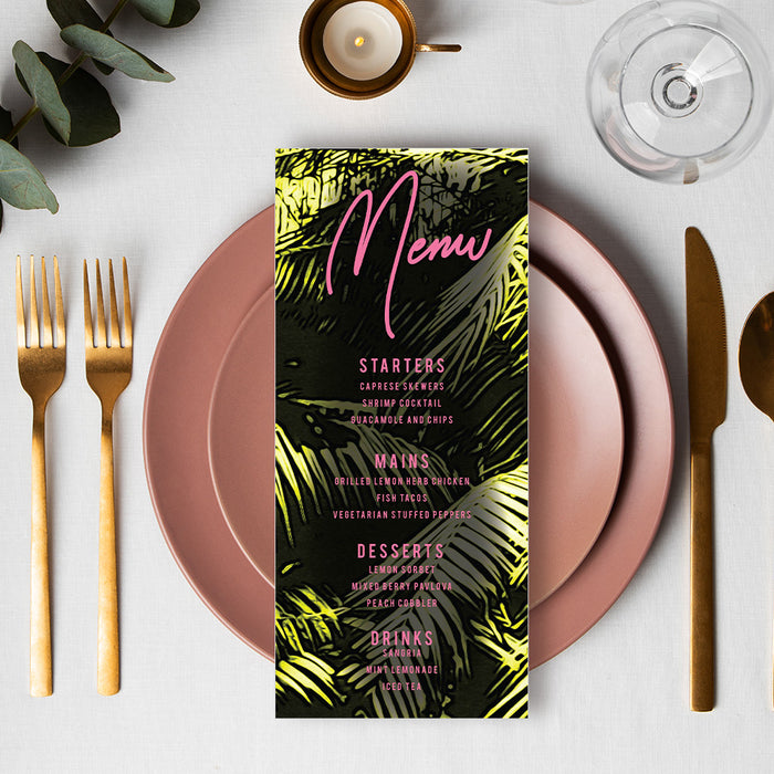 Summer Fling Invitation Card with Palm Leaves, Tropical Nights Bachelorette Weekend Invitations, Summer Patio Party Invites