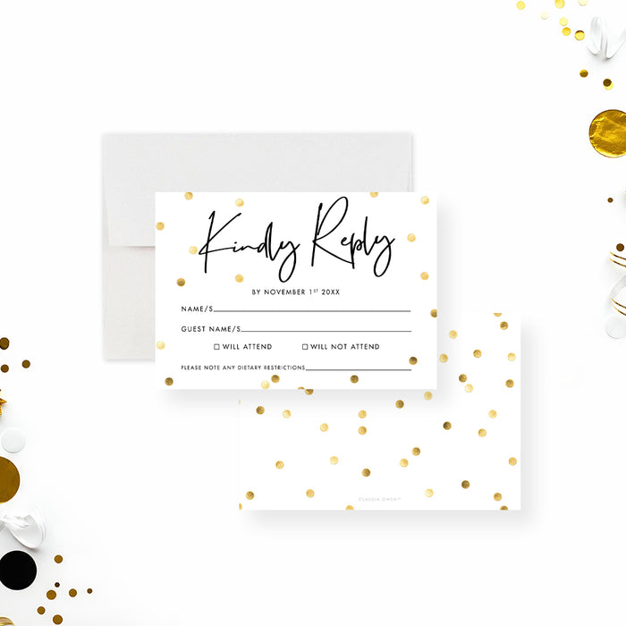 Surprise Birthday Party Invitation Gold Confetti