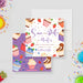 Colorful personalized Sweet 16 save the date card with cupcakes, berries, sprinkles, and dessert illustrations-front-back