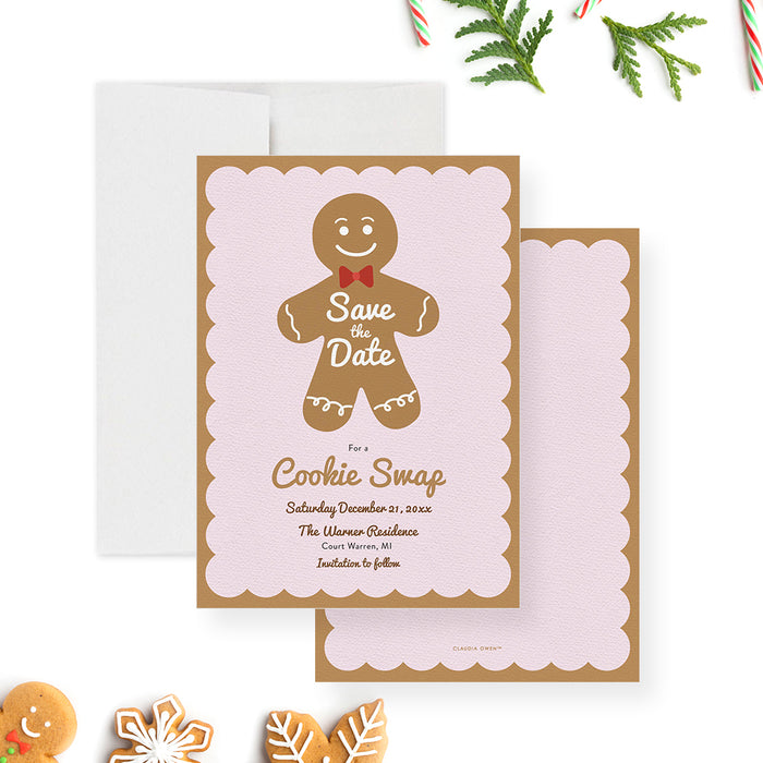 Gingerbread Christmas Save the Date Card, Oh Snap Its a Cookie Swap Save the Dates, Cute Baby Shower Gingerbread Save the Date