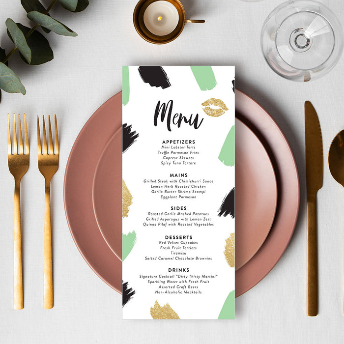 Talk Thirty To Me Invitations in Black Green and Gold, Cheeky Birthday Invitations for Adults, Fun Invites for 30th Birthday Party