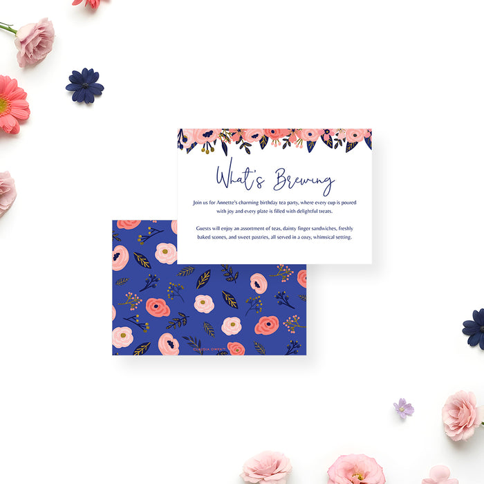 Floral Tea Party Birthday Invitation Teapot Afternoon Tea Invite