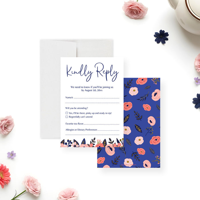 Floral Tea Party Birthday Invitation Teapot Afternoon Tea Invite