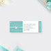 business anniversary dinner ticket invitation with teal background, pearl accents, white bow design, and admit one panel