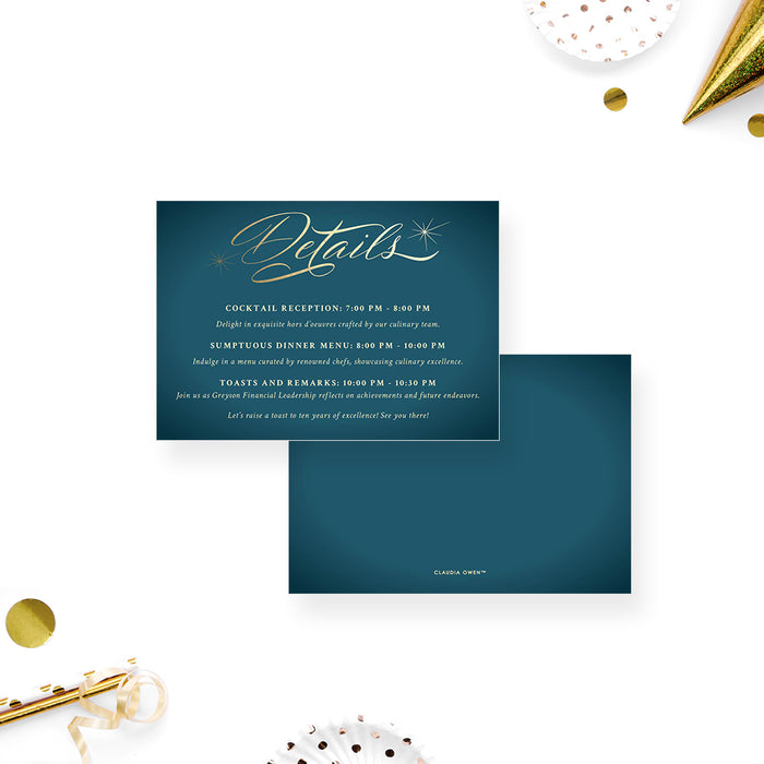 Teal Gold Corporate Anniversary Invitation Elegant Dinner Invite