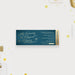 elegant teal blue corporate ticket invitation with gold script typography for business anniversary gala dinner event