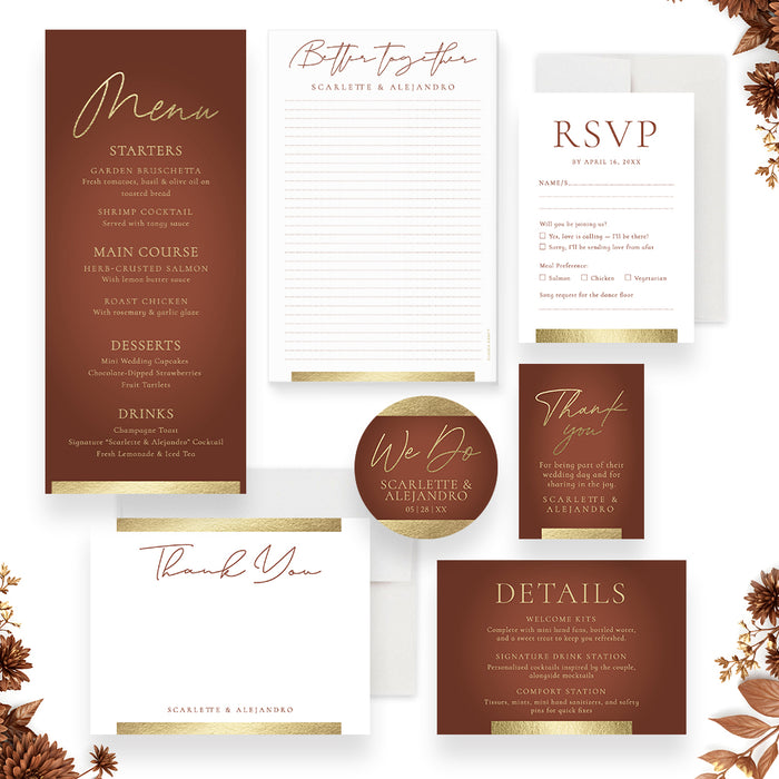 Terracotta Wedding Invitation Elegant Fall Design