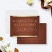terracotta wedding save the date card with elegant lettering, warm accent details, and classic fall wedding style-front-back