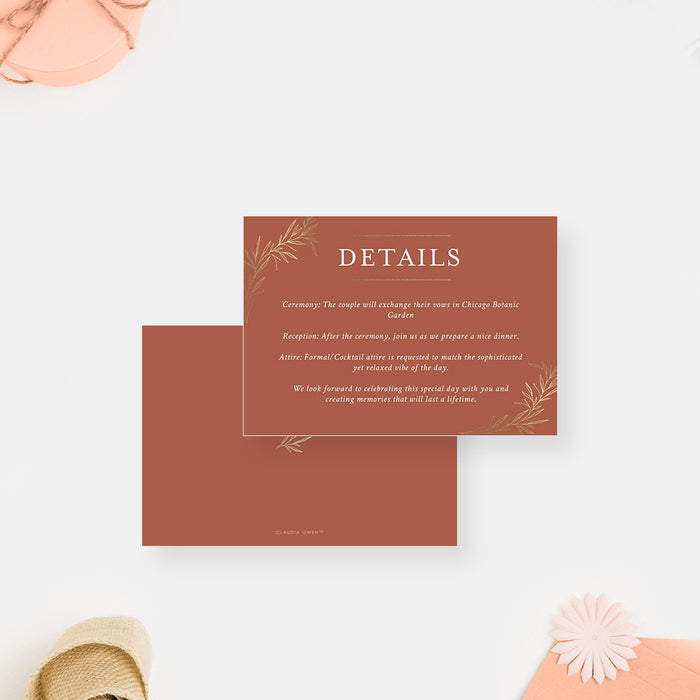 Terracotta Wedding Invitation Rustic Boho Gold Foliage