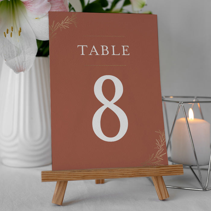 Terracotta Wedding Invitation Rustic Boho Gold Foliage