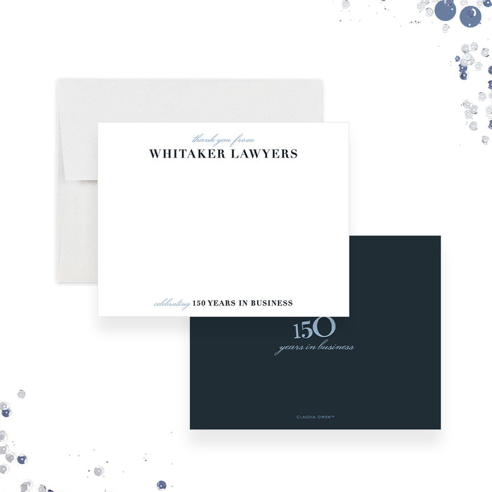 150 Years in Business Note Card, Elegant Thank You Card for 150th Company Anniversary Party, Business Sesquicentenary Stationery Card