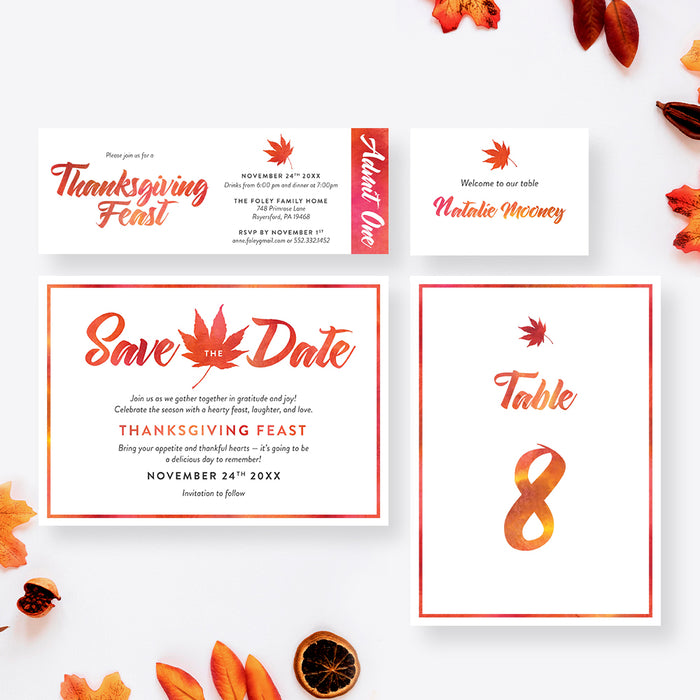 Thanksgiving Dinner Invitation Fall Feast Friendsgiving Party