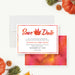 thanksgiving save the date card with watercolor maple leaf design and warm autumn colors for fall gatherings-front-back