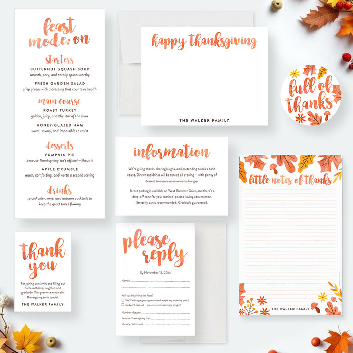 Thanksgiving Invitation Gobble Gobble Fall Dinner Party Card