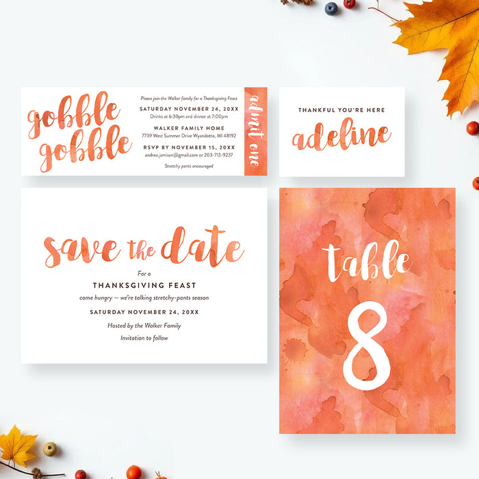 Thanksgiving Invitation Gobble Gobble Fall Dinner Party Card