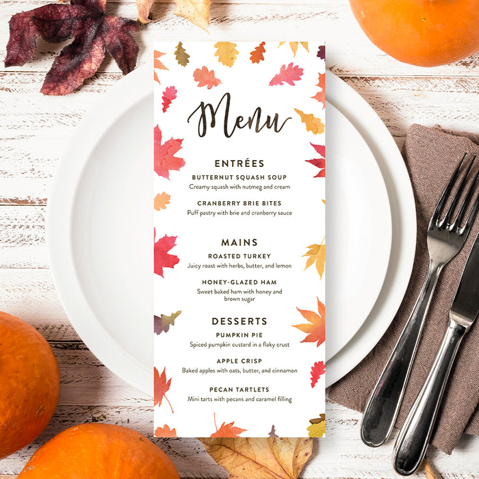 Thanksgiving Dinner Invitation Fall Leaves Family Party Invite