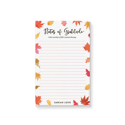 Thanksgiving notepad personalized with name, fall stationery with autumn leaves