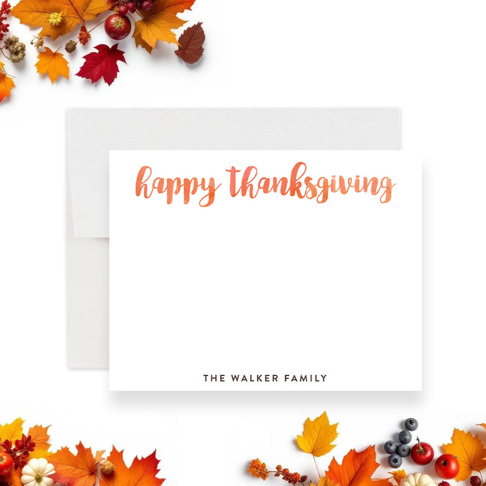 Personalized Thanksgiving Note Card Fall Stationery Set