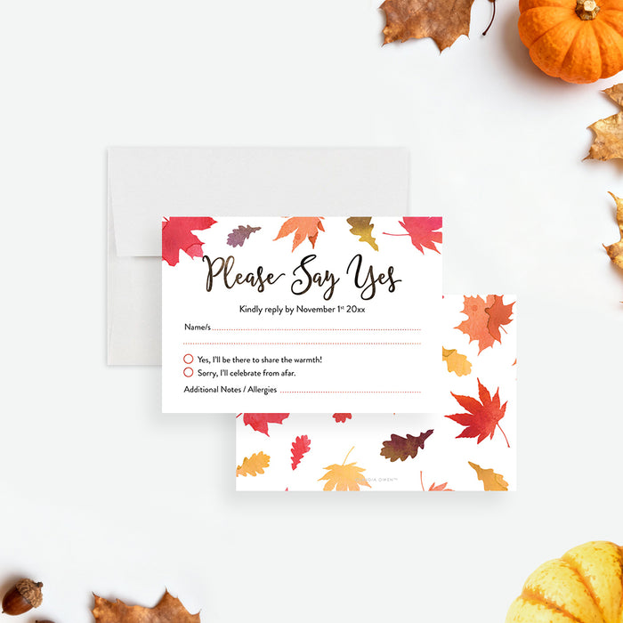 Thanksgiving Dinner Invitation Fall Leaves Family Party Invite