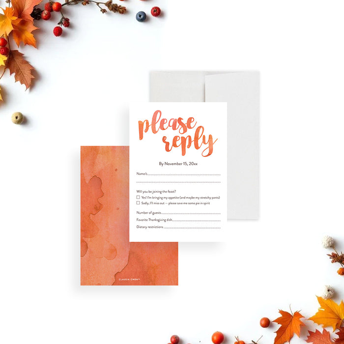 Thanksgiving Invitation Gobble Gobble Fall Dinner Party Card