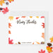 fall thank you card with autumn leaves, custom name, and many thanks message-front