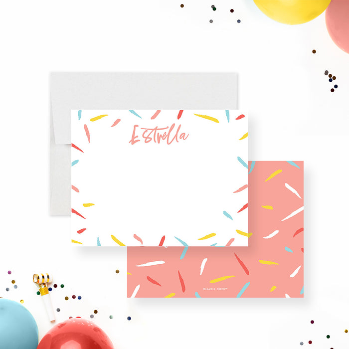 Colorful Confetti Sprinkle Note Card, Fun Thank You Card with Confetti Design, Cheerful Confetti Thank You Notes