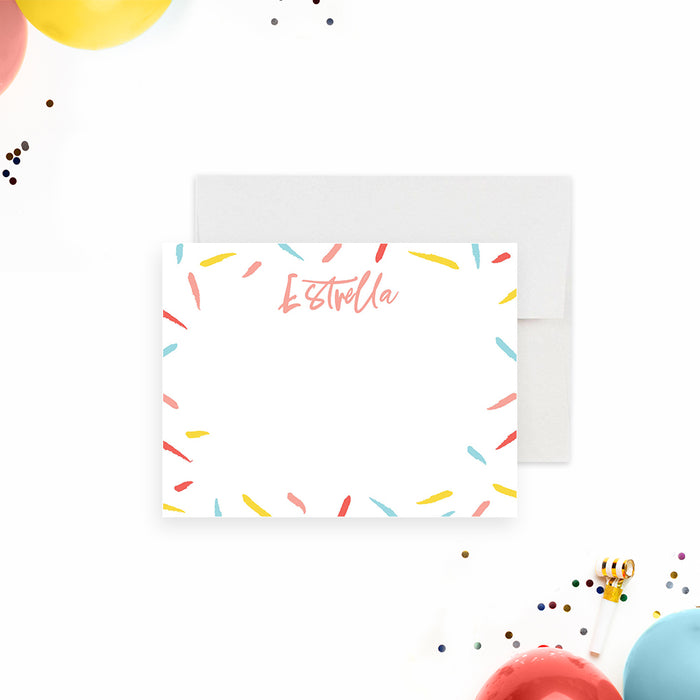 Colorful Confetti Sprinkle Note Card, Fun Thank You Card with Confetti Design, Cheerful Confetti Thank You Notes