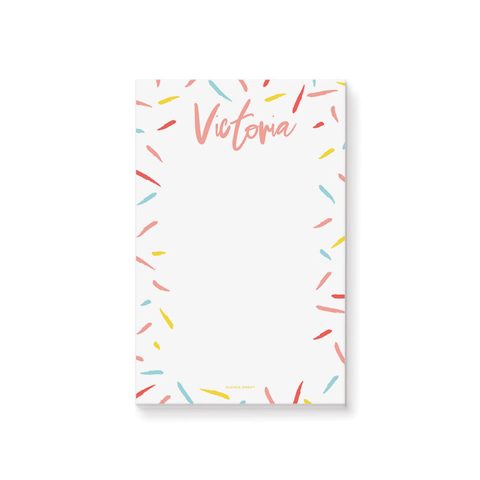 Fun Notepad with Colorful Confetti Sprinkle, Birthday Party Favor Notepad Personalized with your Name