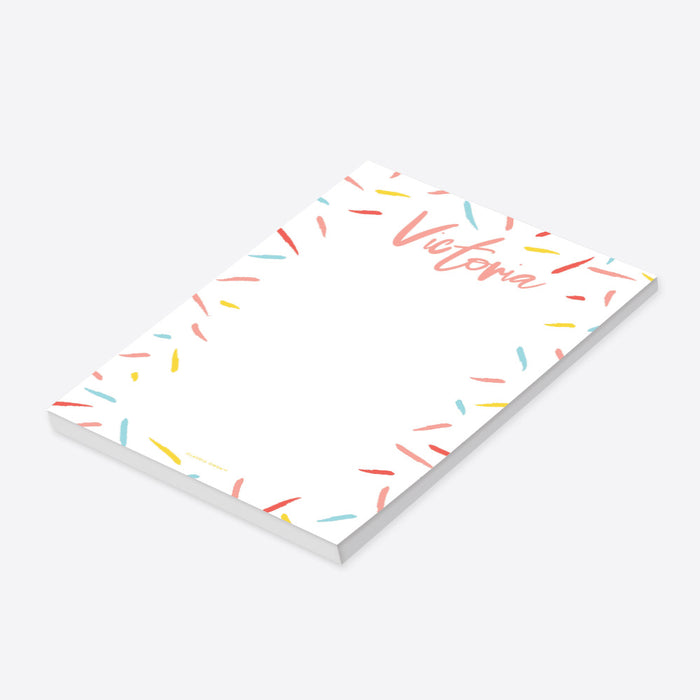 Fun Notepad with Colorful Confetti Sprinkle, Birthday Party Favor Notepad Personalized with your Name