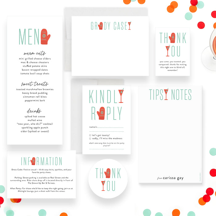 Toasty and Tipsy Holiday Party Invitation Winter Cocktail Christmas Invite