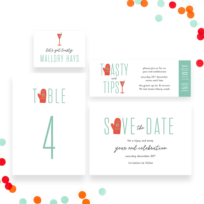 Toasty and Tipsy Holiday Party Invitation Winter Cocktail Christmas Invite