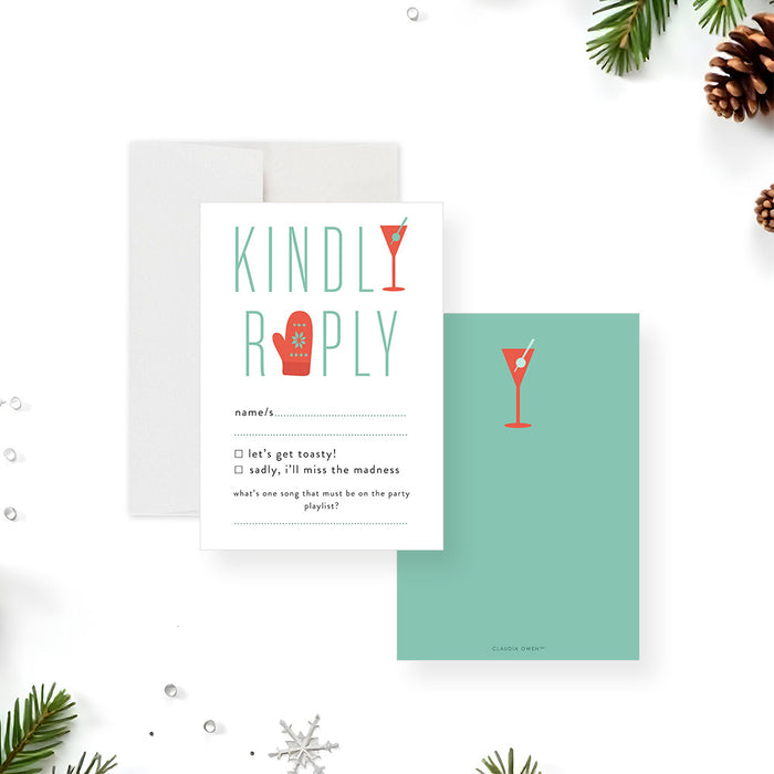 Toasty and Tipsy Holiday Party Invitation Winter Cocktail Christmas Invite