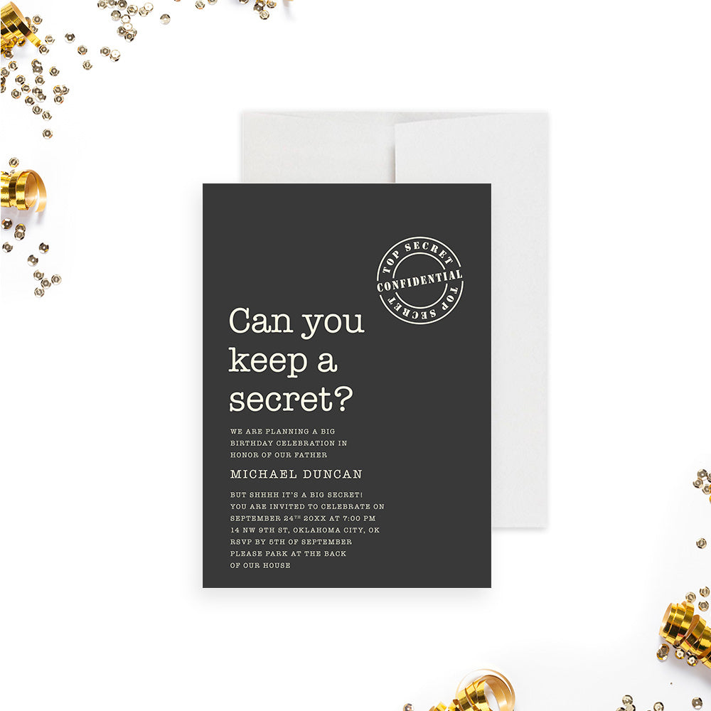 Top Secret Birthday Party Invitation, Surprise Birthday Party, Can you Keep  a Secret?, Secret Agent Invites, Spy Birthday Invitation, image size:1000x1000