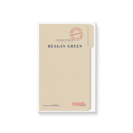 personalized top secret notepad with confidential dossier design, red stamp detail, and custom name