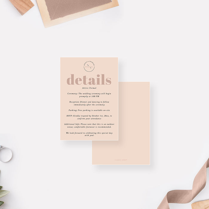 Modern Wedding Invitation Card in Warm Beige, Soft Taupe Invitations for Wedding Couple Shower Celebration