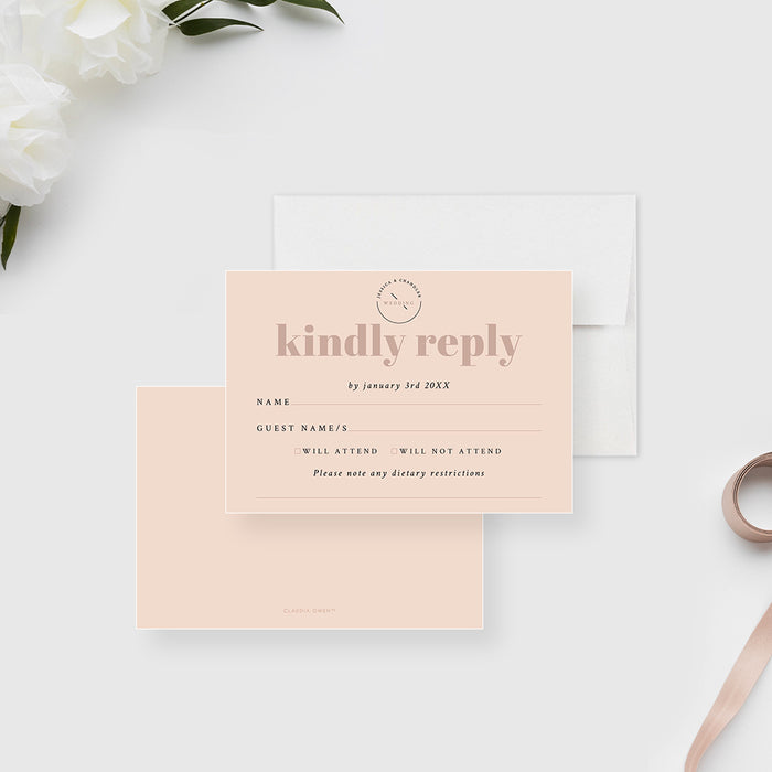 Modern Wedding Invitation Card in Warm Beige, Soft Taupe Invitations for Wedding Couple Shower Celebration