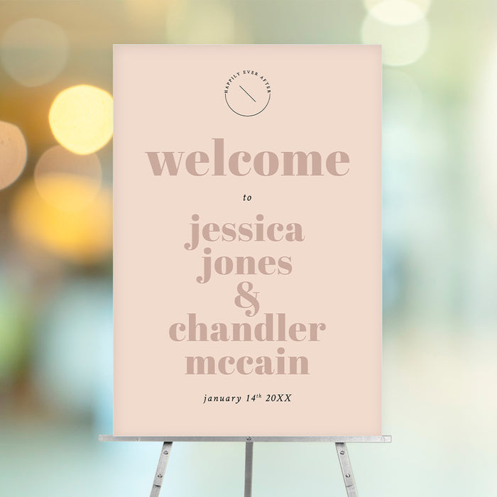 Blush Pink Wedding Welcome Sign Personalized Elegant Decor