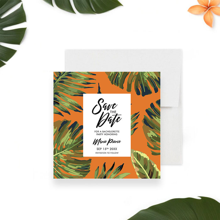 Tropical Bachelorette Party Invitation with Botanical Leaf Design